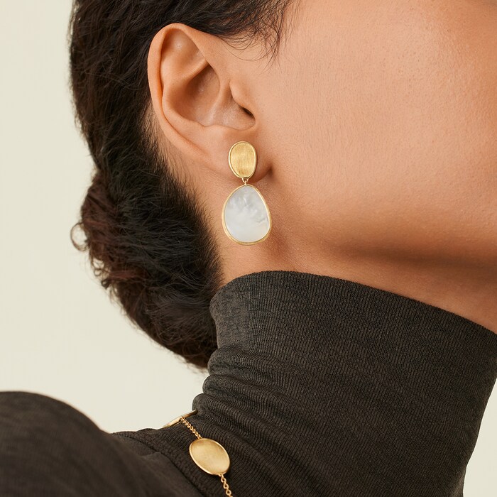 Marco Bicego 18ct Yellow Gold Lunaria Collection Chandelier Mother of Pearl Earrings