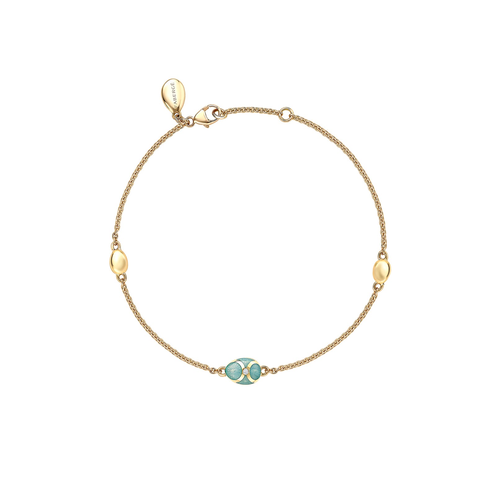 Fabergé Heritage 18ct Yellow Gold Diamond & Turquoise Enamel Chain Bracelet