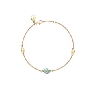 Fabergé Heritage 18ct Yellow Gold Diamond 
Turquoise Enamel Chain Bracelet