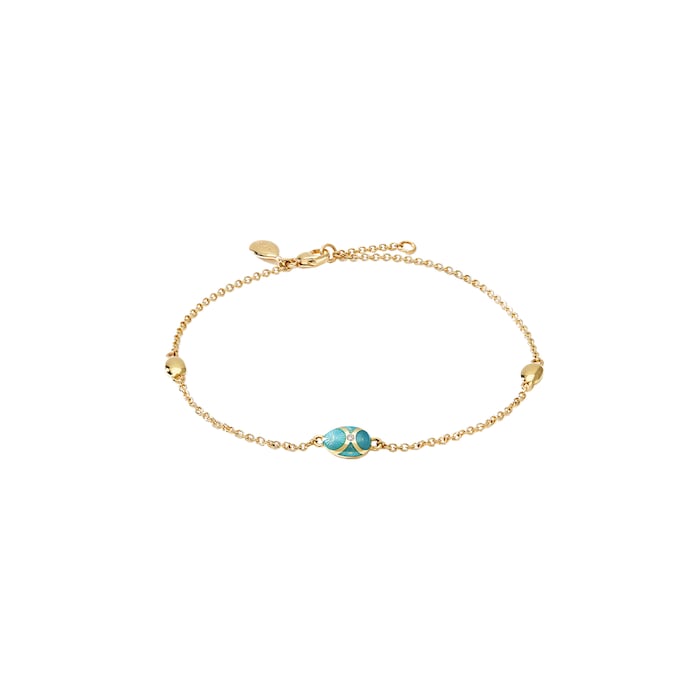 Fabergé Heritage 18ct Yellow Gold Diamond & Turquoise Enamel Chain Bracelet