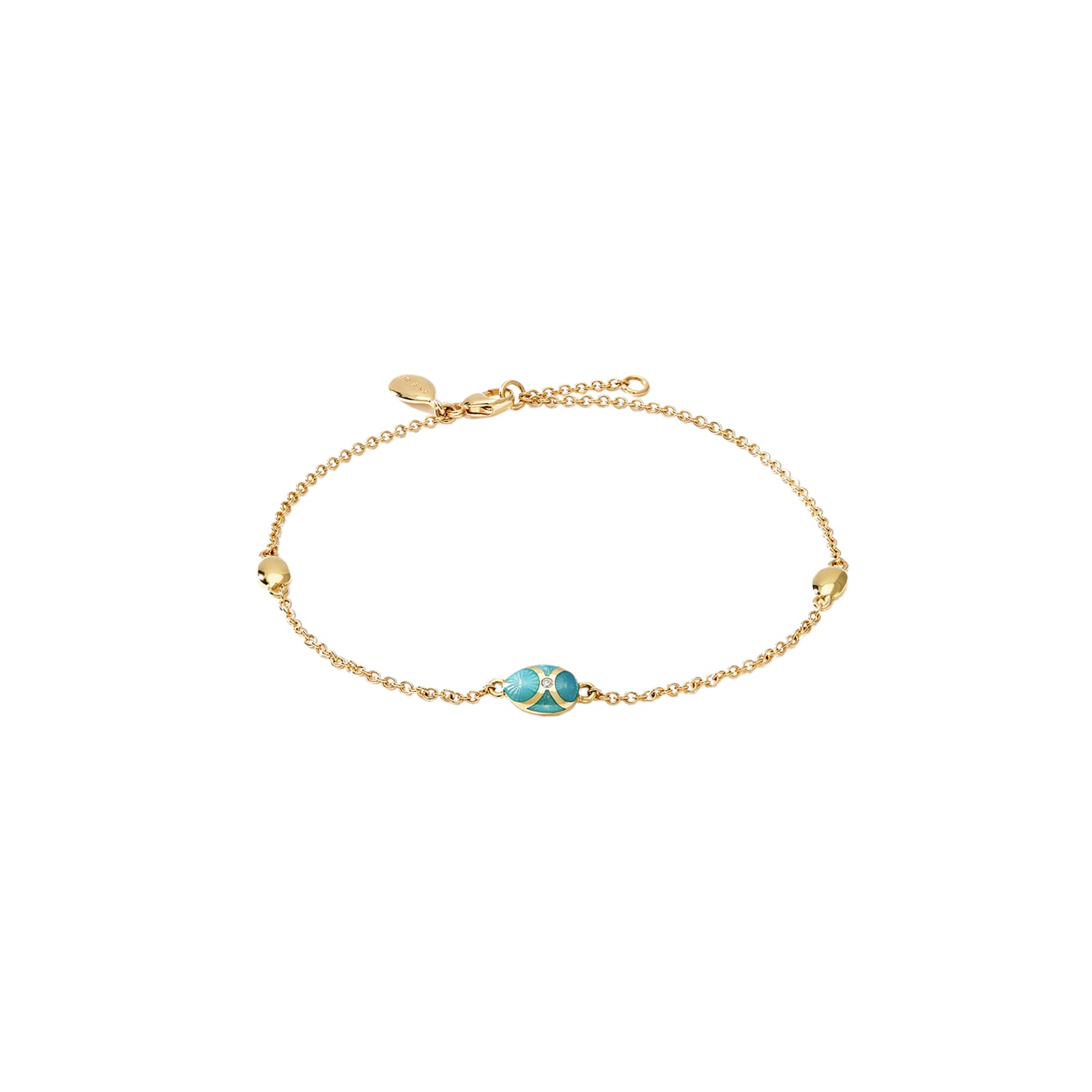 Fabergé Heritage 18ct Yellow Gold Diamond & Turquoise Enamel Chain Bracelet