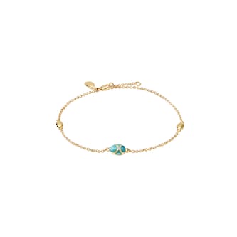 Fabergé Heritage 18ct Yellow Gold Diamond 
Turquoise Enamel Chain Bracelet