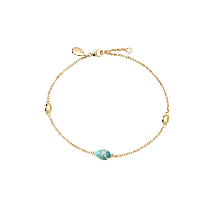 Fabergé Heritage 18ct Yellow Gold Diamond & Turquoise Enamel Chain Bracelet