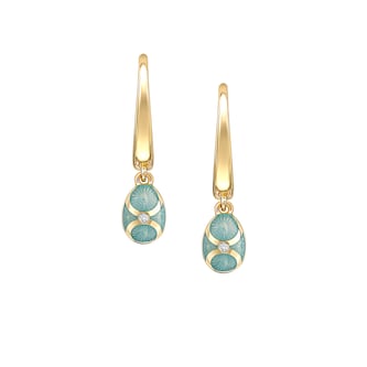 Fabergé Heritage 18ct Yellow Gold & Turquoise Enamel Hoop Drop Earrings Fabergé Heritage 18ct Yellow Gold & Turquoise Enamel Hoop Drop Earrings