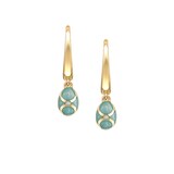 Fabergé Heritage 18ct Yellow Gold & Turquoise Enamel Hoop Drop Earrings
