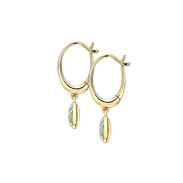 Fabergé Heritage 18ct Yellow Gold & Turquoise Enamel Hoop Drop Earrings