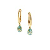 Fabergé Heritage 18ct Yellow Gold & Turquoise Enamel Hoop Drop Earrings