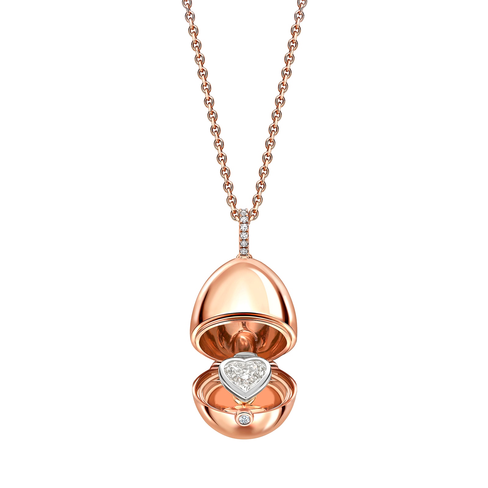Faberge Essence 18ct Rose Gold Diamond Heart Surprise Locket