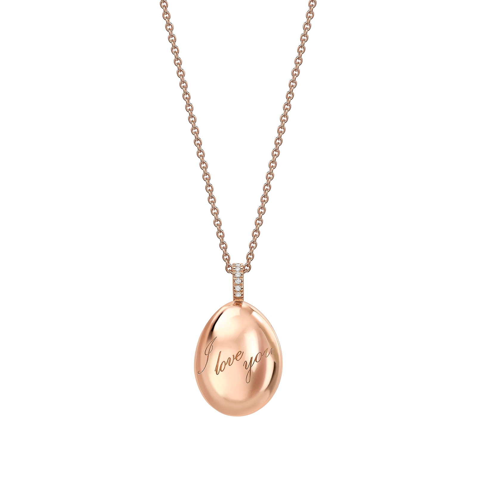 Fabergé Fabergé Essence 18ct Rose Gold I Love You Egg Pendant