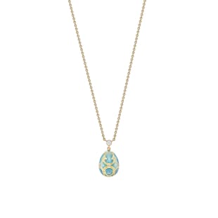 Fabergé Heritage 18ct Yellow Gold Diamond & Turquoise Enamel Petite Egg Pendant
