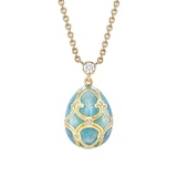 Fabergé Heritage 18ct Yellow Gold Diamond & Turquoise Enamel Petite Egg Pendant