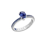 Fabergé Colours of Love 18ct White Gold Blue Sapphire Fluted Ring with Sapphire Shoulders