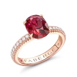 Fabergé Colours of Love 18ct Rose Gold Ruby Fluted Ring with Diamond Shoulders