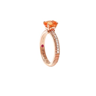 Fabergé Love By Faberge 18ct Rose Gold Spessartite Fluted Ring with Diamond Shoulders