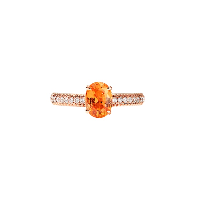 Fabergé Colours of Love 18ct Rose Gold Spessartite Fluted Ring with Diamond Shoulders