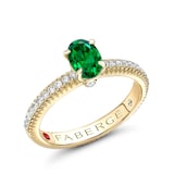 Fabergé Colours of Love 18ct Yellow Gold Emerald Fluted Ring with Diamond Shoulders