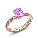 Fabergé Love By Faberge 18ct Rose Gold Pink Sapphire Fluted Ring with Multistone Shoulders