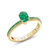 Fabergé Love By Faberge 18ct Yellow Gold Emerald Fluted Ring with Tsavorite Garnet Shoulders