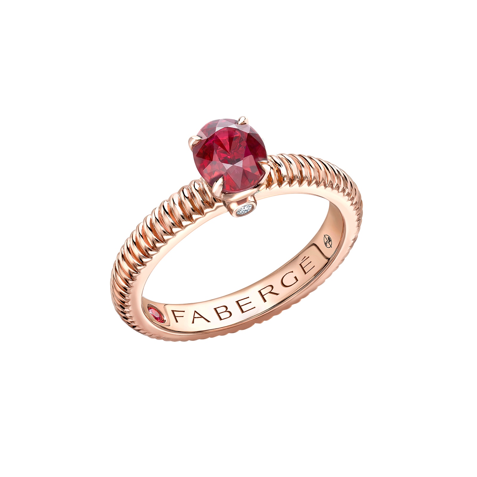 Colours of Love 18ct Rose Gold Ruby Fluted Ring - Ring Size P