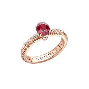 Fabergé Colours of Love 18ct Rose Gold Ruby Fluted Ring