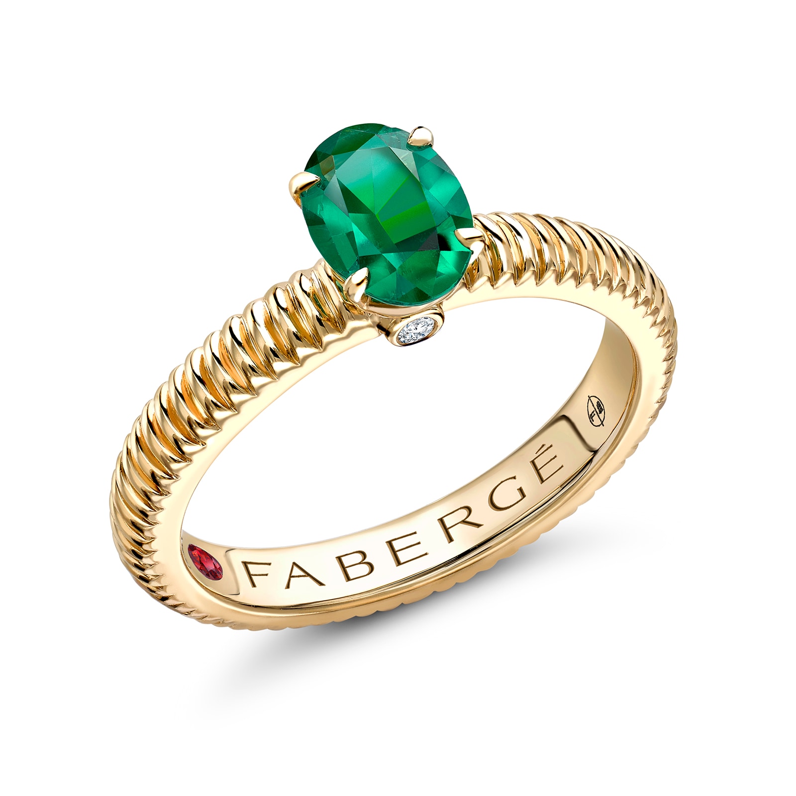 Fabergé Love By Faberge 18ct Yellow Gold Emerald Fluted Ring Fabergé Love By Faberge 18ct Yellow Gold Emerald Fluted Ring