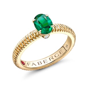 Fabergé Colours of Love 18ct Yellow Gold Emerald Fluted Ring
