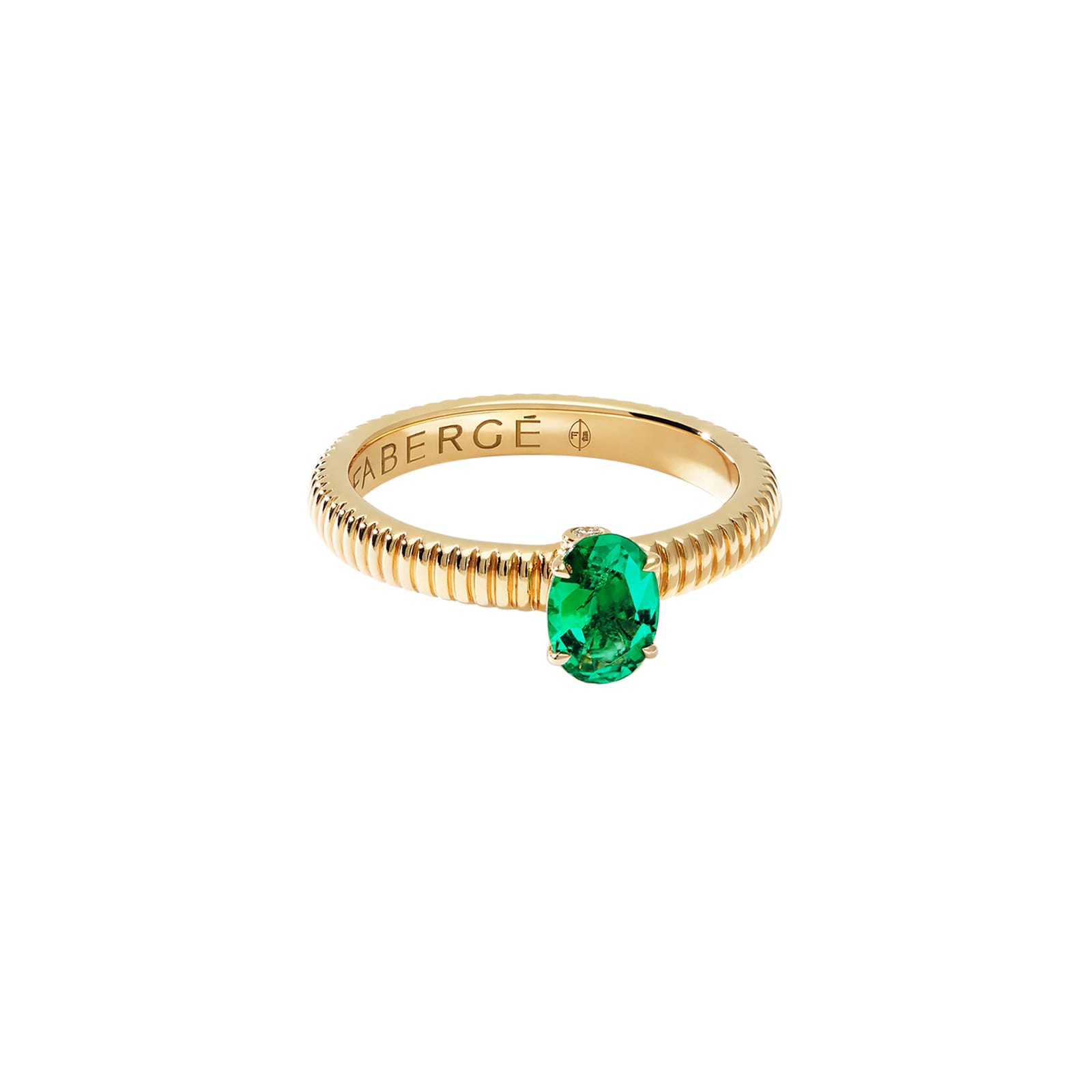 Fabergé Love By Faberge 18ct Yellow Gold Emerald Fluted Ring Fabergé Love By Faberge 18ct Yellow Gold Emerald Fluted Ring