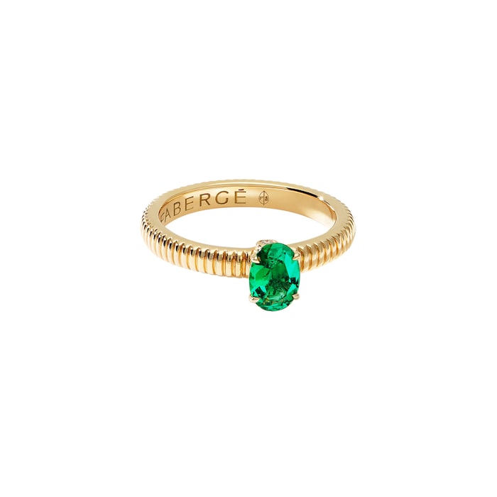 Fabergé Colours of Love 18ct Yellow Gold Emerald Fluted Ring