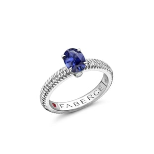 Fabergé Colours of Love 18ct White Gold Blue Sapphire Fluted Ring