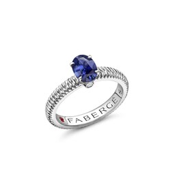 37280191 - Colours of Love 18ct White Gold Blue Sapphire Fluted Ring