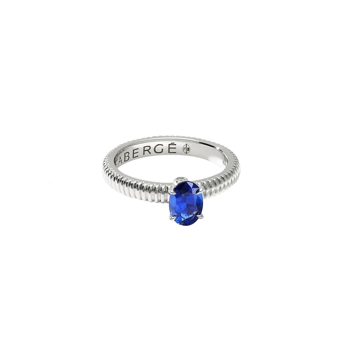 Fabergé Colours of Love 18ct White Gold Blue Sapphire Fluted Ring