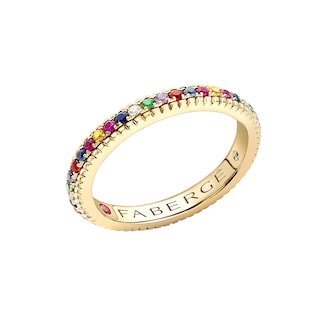 Fabergé Colours of Love 18ct Yellow Gold Multicoloured Gemstone Fluted Eternity Ring