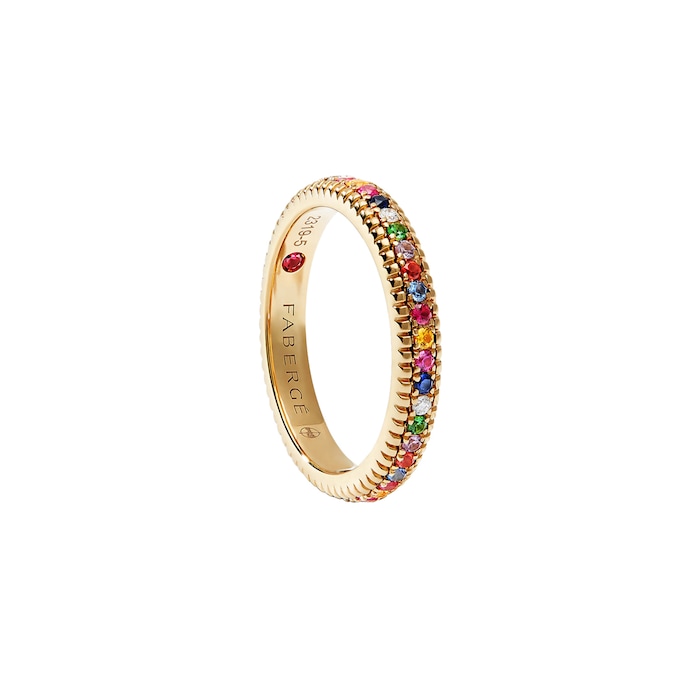 Fabergé Colours of Love 18ct Yellow Gold Multicoloured Gemstone Fluted Eternity Ring