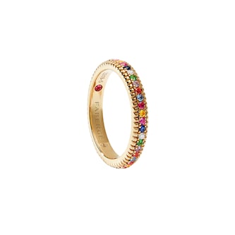 Fabergé Colours of Love 18ct Yellow Gold Multicoloured Gemstone Fluted Eternity Ring