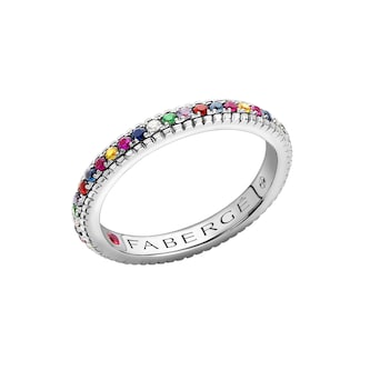 Fabergé Colours of Love 18ct White Gold Multicoloured Gemstone Fluted Eternity Ring