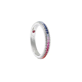 Fabergé Colours of Love 18ct White Gold Rainbow Multicoloured Gemstone Fluted Eternity Ring