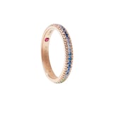 Fabergé Colours of Love 18ct Rose Gold Rainbow Multicoloured Gemstone Fluted Eternity Ring