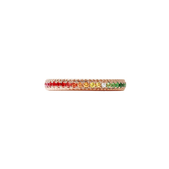 Fabergé Colours of Love 18ct Rose Gold Rainbow Multicoloured Gemstone Fluted Eternity Ring