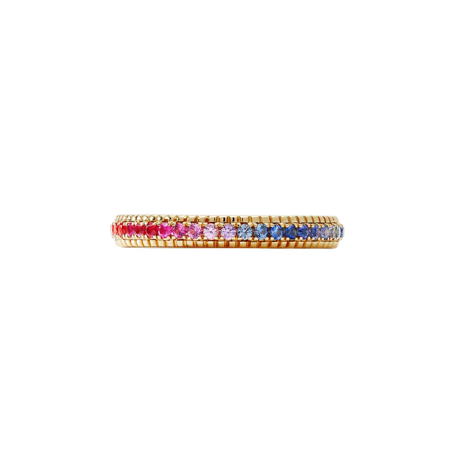 Fabergé Love By Faberge 18ct Yellow Rainbow Multicoloured Gemstone Fluted Eternity Ring
