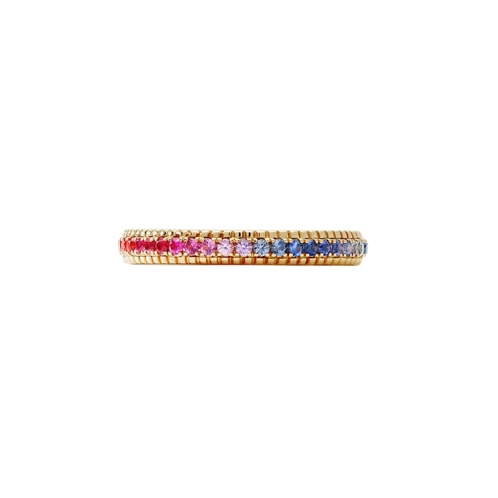 Fabergé Colours of Love 18ct Yellow Rainbow Multicoloured Gemstone Fluted Eternity Ring