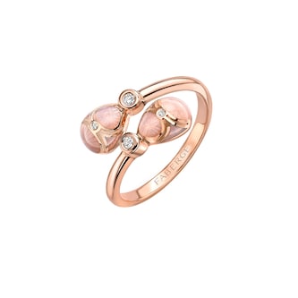 Fabergé Heritage 18ct Rose Gold Diamond & Pink Enamel Crossover Ring Fabergé Heritage 18ct Rose Gold Diamond & Pink Enamel Crossover Ring