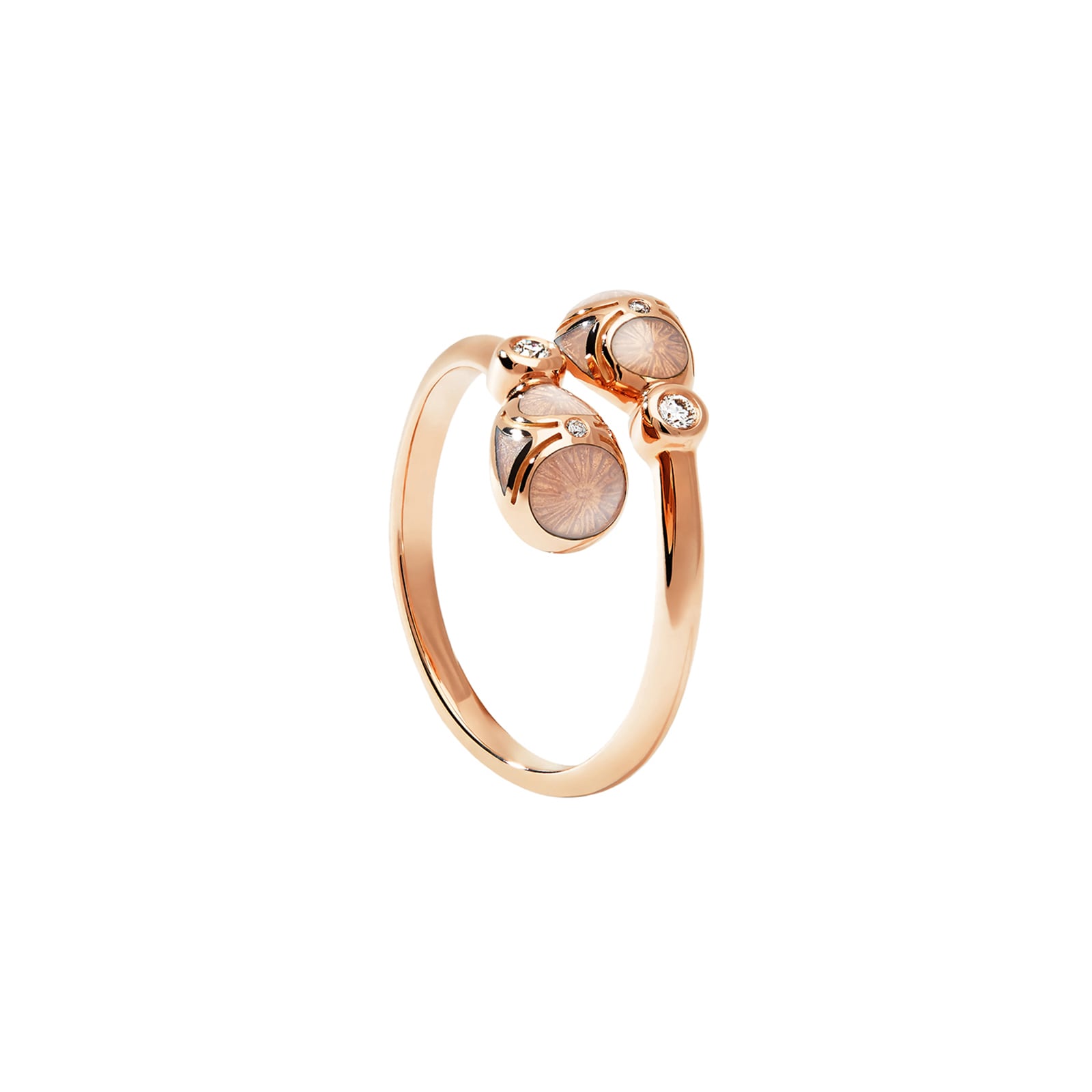Fabergé Heritage 18ct Rose Gold Diamond & Pink Enamel Crossover Ring ...
