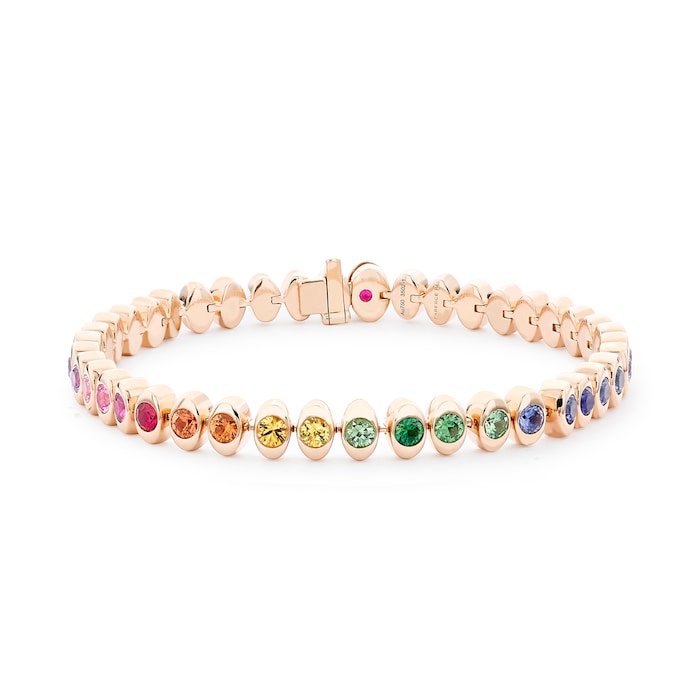 Fabergé Colours of Love Cosmic Curve 18ct Rose Gold Multistone Tennis Bracelet