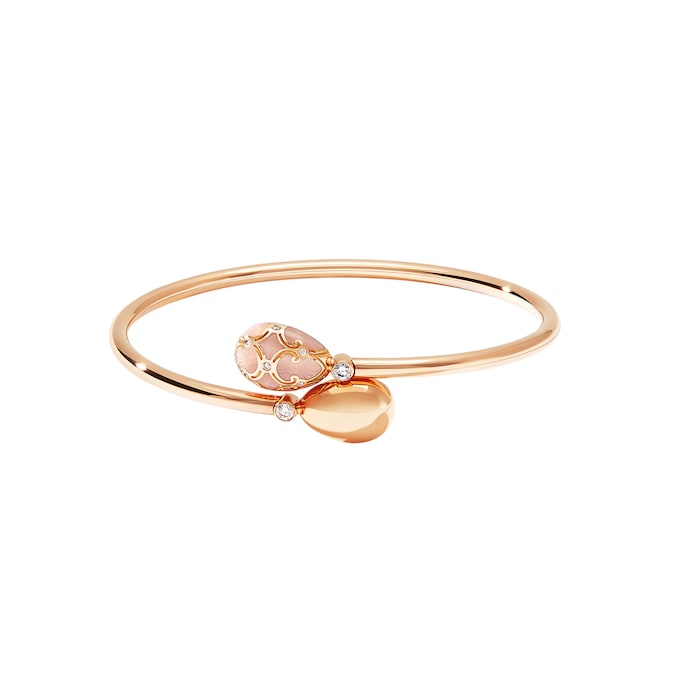 Fabergé Heritage 18ct Rose Gold Diamond & Pink Enamel Crossover Bracelet