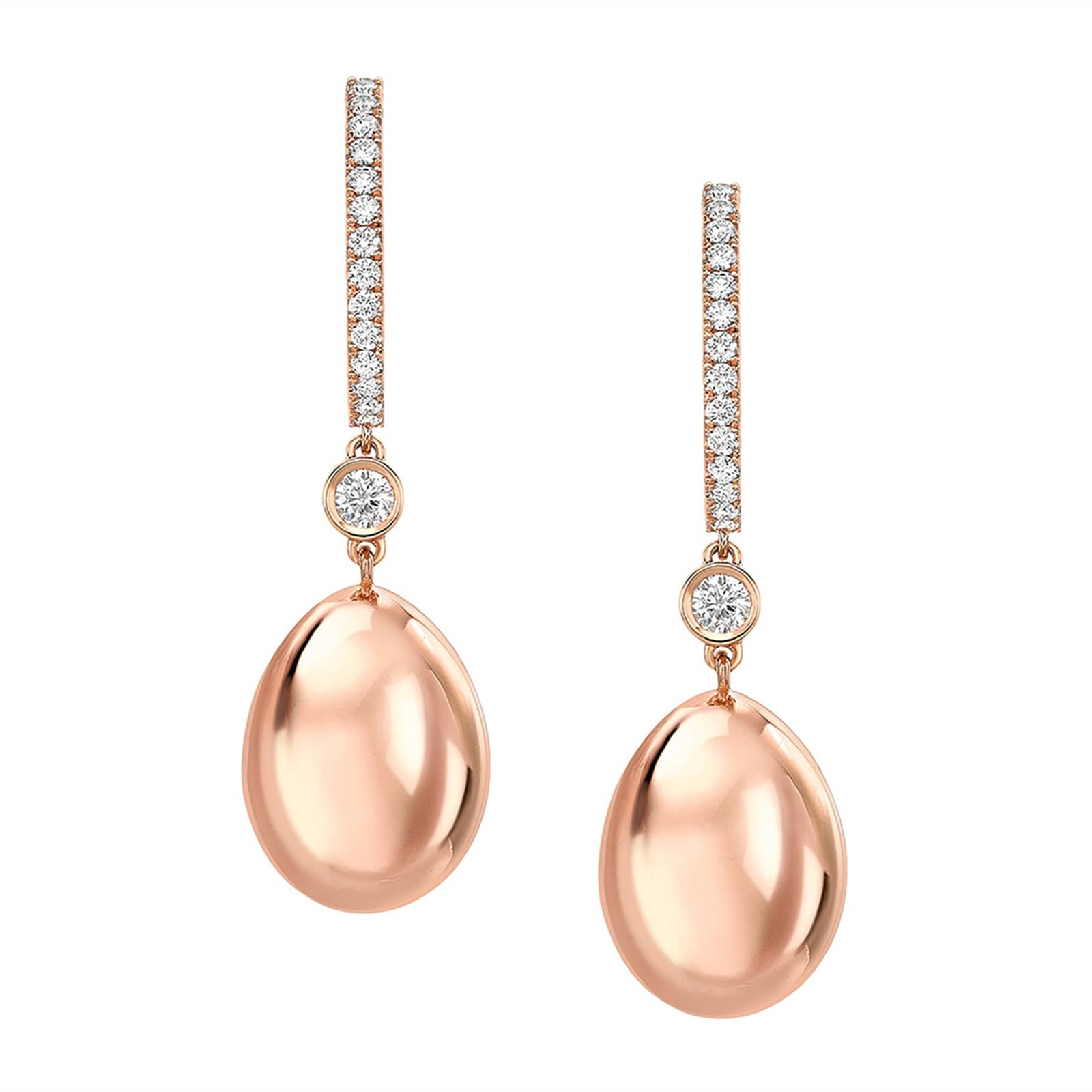 Fabergé Essence 18ct Rose Gold 0.34cttw Diamond Set Egg Drop Earrings