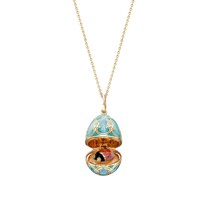 Fabergé Heritage 18ct Yellow Gold Diamond & Turquoise Enamel Ladybird Surprise Locket