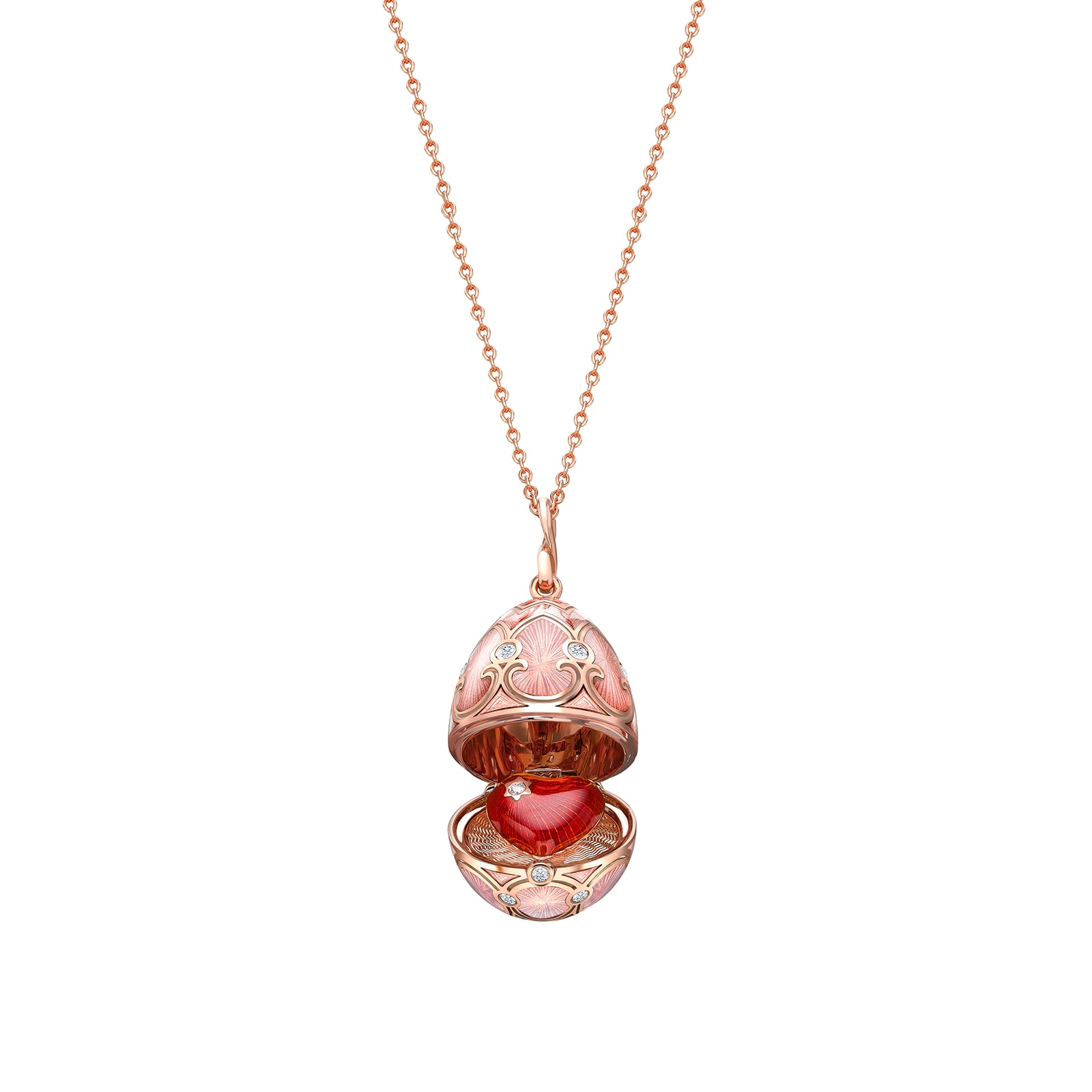 Heritage 18ct Rose Gold Diamond & Pink Enamel Heart Surprise Locket