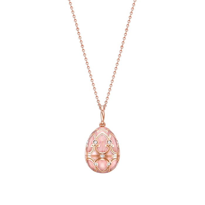 Fabergé Heritage 18ct Rose Gold Diamond & Pink Enamel Heart Surprise Locket