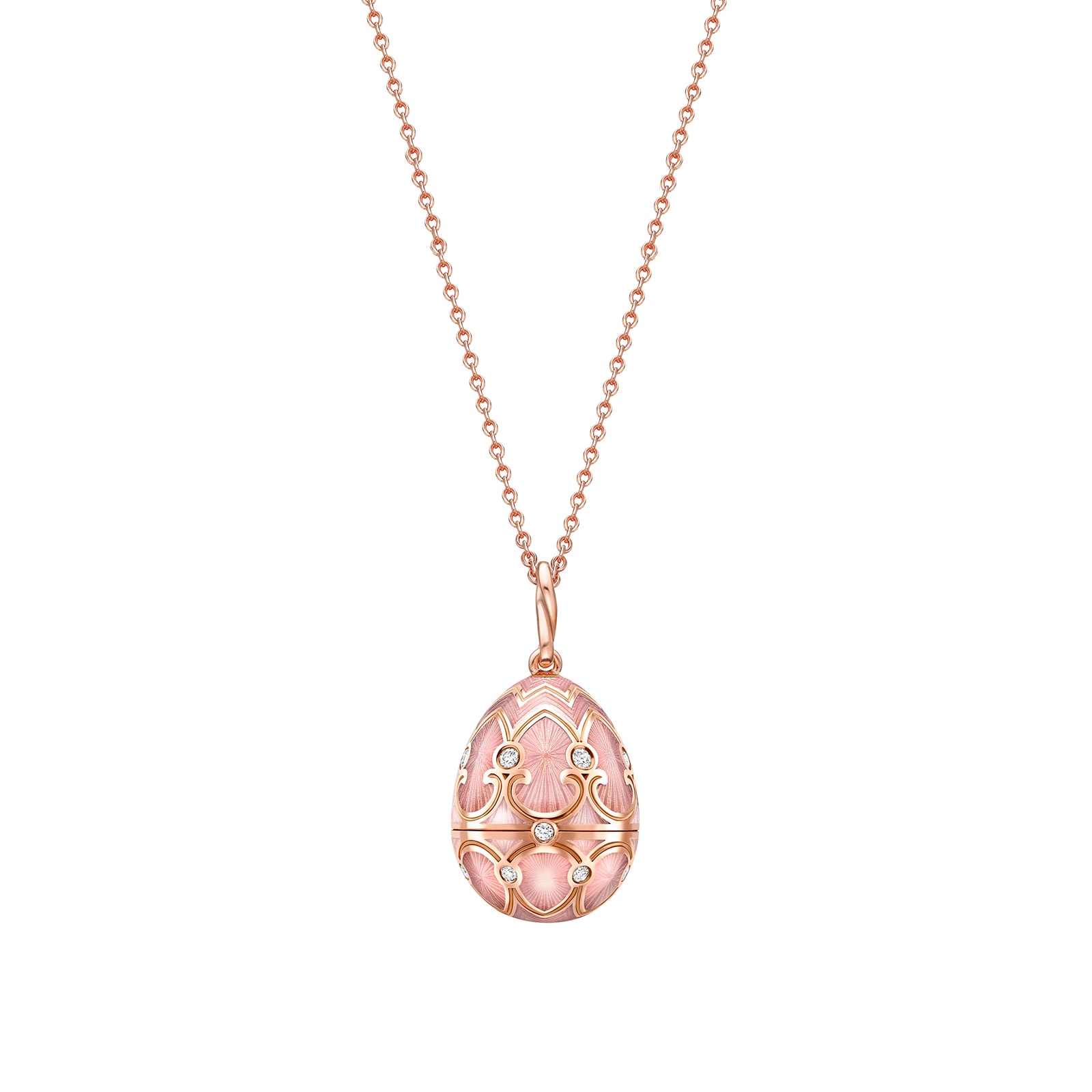 Fabergé Heritage 18ct Rose Gold Diamond & Pink Enamel Heart Surprise Locket