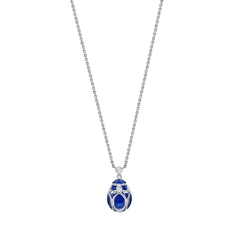 Fabergé Heritage 18ct Palais White Gold Diamond & Royal Blue Enamel Petite Egg Pendant Fabergé Heritage 18ct Palais White Gold Diamond & Royal Blue Enamel Petite Egg Pendant